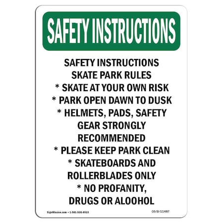 OSHA SAFETY INSTRUCTIONS, 7 Height, Rigid Plastic